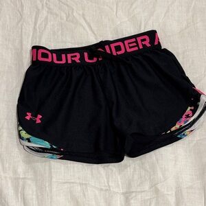 Under Armour Women's Black Shorts with Pink Accents